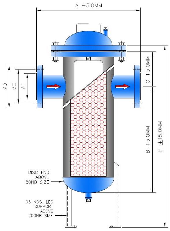 Simplex Type Basket Strainer Drawing Dimension Diagram Catalogue